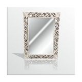 Mey İthalat M3 Decorium 45X60 cm Eskitme Rustik Işlemeli Krem Boy Banyo Duvar Salon Aynası - Renkli