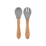 Mey İthalat® Mama Kaşığı Ve Çatal Seti Powder Grey