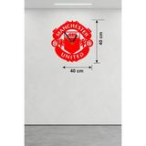 Mey Ithalat® Manchester United Logolu Ahşap Duvar Saati - 40X40 cm Taraftar Hediyesi