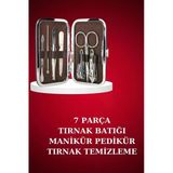Mey İthalat® Manikür Pedikür Seti 7 Parça Tırnak Makası Kaş Makası Cımbız Çantalı