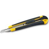 Mey İthalat Mas 2740 Profesyonel Maket Bıçağı, Metal Ağızlı, Kauçuk Kaplı, 9mm Genişlik, Otomatik Kilit Sistemli, Siyah-Sarı