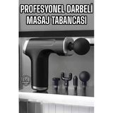 Mey İthalat® Masaj Tabancası 4 Başlıklı Kas Vücut Ağrıları İçin Şarjlı Darbeli
