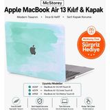 Mey İthalat Mcstorey MacBook Air 13 Inç Kılıf A2337 M1 A2179 A1932 Uyumlu Hard Case Sert Kapak Suluboya Desenli Uv Baskılı Koruyucu Kılıf Ince Hafif Laptop Kılıfı Açık Yeşil