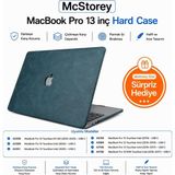Mey İthalat Mcstorey MacBook Pro 13 Deri Desenli Kılıf A1706 A1708 A1989 A2159 Uyumlu Ince Hafif Sert Kılıf Koruyucu Kapak 2016-2019 Lacivert