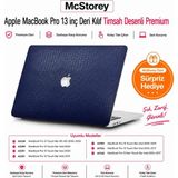 Mey İthalat Mcstorey MacBook Pro 13 Inç Kılıfı A1708 A1706 A1989 A2159 A2251 A2289 A2338 M1 M2 Uyumlu Sert Kapak Timsah Desenli Deri Dokulu 360° Koruma Lacivert