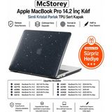 Mey İthalat Mcstorey MacBook Pro 14.2 Inç Kılıf A2442 A2779 A2918 A2992 A3112 A3401 A3185 A3434 A3426 A3427 Uyumlu Simli Kristal Parlak Şeffaf Hard Case Sert Kapak Siyah