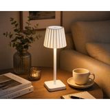 Mey İthalat Merida Şarjlı LED Masa Lambası | 3 Renk (3000K-4500K-6000K) Dimmer Ayarlı | Dokunmatik | Kablosuz | Type-C Şarjlı | Dekoratif Ambiyans Aydınlatma | 38 cm (Beyaz)