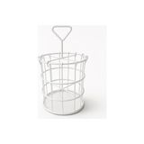 Mey İthalat Metal Kaşıklık ve Makyaj Fırçası Organizeri, Beyaz Tel Çatal Kaşık Bıçaklık, Tezgah Üstü Düzenleyici, Saplı Yuvarlak Sepet 13X23 cm - Çok Renkli
