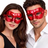 Mey İthalat® Metalize Parlak Parti Maskesi Kırmızı Renk 16X7 Cm