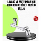 Mey İthalat Mey Ithalat® 2 Modlu 1080° Dönebilen Musluk Başlığı Esnek 3 Eklemli Hareketli Tasarım