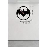 Mey İthalat Mey Ithalat® Batman Yarasa Logolu Ahşap Duvar Saati - 40X40 cm Dekoratif Dc Temalı - Çok Renkli