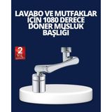 Mey İthalat Mey Ithalat® Esnek 1080° Musluk Başlığı 3 Eklemli Hareketli Su Modlu Lavabo Aparatı - Çok Renkli