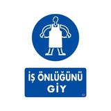 Mey İthalat Mey Ithalat® Iş Önlüğü Giy Uyarı Levhası 25X35 Kod:32 - Çok Renkli - 10 x 10 cm