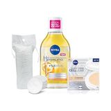 Mey İthalat Micellar Makyaj Temizleme Suyu 400 ml ve Cellular Expert Cushion Yüz Güneş Krem; Orta Ton, Pamuk Hediye