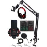 Mey İthalat Midex Gmx-1 Record Head Set Condenser Mikrofon Kulaklık Ses Kartı Canlı Yayın Paketi (Telefon ve Pc)