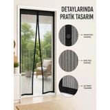 Mey İthalat® Mıknatıslı Kapı Sinekliği Otomatik Kapanan Siyah File Balkon Ve Teras Sinekliği
