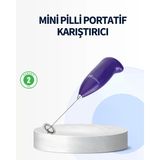 Mey İthalat® Mini Pilli Portatif Karıştırıcı – Cappuccino, Latte, Frappe Ve Kahve Köpürtücü