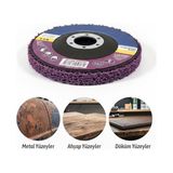 Mey İthalat Mor 115 mm Parlatma Diski, Döküm Metal ve Ahşap Yüzeyler Için Pas ve Boya Sökücü Flap Disk - Çok Renkli - Standart