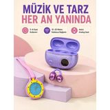 Mey İthalat® Mor Kablosuz Stereo Kulaklık Ve Pembe Askılı Analog Çanta Saati Günlük Kullanım İkili Fırsat Seti