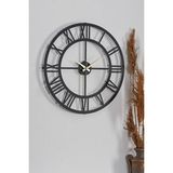 Mey İthalat Muyika Duvar Saati 50CM Sessiz Mekanizma Siyah Metal Kasa Modern Tasarım - Roma Rakamlı 50 Mds-50 MYK1195-06