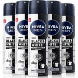 Mey İthalat Nıvea Men Erkek Sprey Deodorant Black&white Invisible Original 48 Saat Anti-Perspirant Koruma 150 ml X5 Adet
