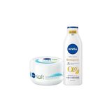 Mey İthalat Nıvea Q10 Sıkılaştırıcı C Vitamini Vücut Bakım Losyonu 250ML ve Soft Nemlendirici Krem 300ML, Esnek Cilt