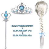 Mey İthalat Örgülü Karlar Ülkesi Frozen Elsa Peruğu Tacı Ve Sopası Çocuk Boy