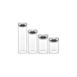 Mey İthalat Orret Home 2'li Vakum Kapaklı Borosilikat Cam Saklama Kabı Seti – Mini Boy, Hava Geçirmez, Gıda Saklama Için Ideal-Baharat,kahve,şeker-Mini Baharatlık (Metal Kare, 300 Ml)