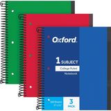 Mey İthalat Oxford Spiral Defter 3'lü Paket, 1 Konu, Üniversite Kuralı, Dayanıklı Plastik Kapaklar, Güçlü Bobin, 1 Cep, 8,5 x 11, 100 Yaprak, Mavi, Kırmızı, Yeşil (89801)