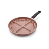 Mey İthalat Papilla Redio Romantik 24 cm Kalpli Pankek ve Omlet Tavası; 4 Gözlü, Çıkarılabilir Saplı Yanmaz Yapışmaz Bölmeli Tava (Pembe) - Çok Renkli