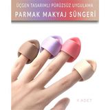 Mey İthalat Parmak Makyaj Süngeri - Mini Puf Kapatıcı Pudra Süngeri 4 Adet
