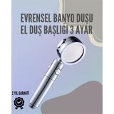 Mey İthalat® Paslanmaz Çelik Çok Fonksiyonlu El Duş Başlığı – 3 Modlu Püskürtme Seçeneği
