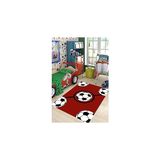 Mey İthalat Pelangi Futbol Topu Desenli Bordo Yıkanabilir Kaymaz Taban Leke Tutmaz Çocuk Odası Halısı, Bordo-Siyah-Beyaz 80 x 150, 9038680032180150