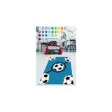 Mey İthalat Pelangi Futbol Topu Desenli Mavi Yıkanabilir Kaymaz Taban Leke Tutmaz Çocuk Odası Halısı, Mavi-Siyah-Beyaz 80 x 250, 9038680032280250