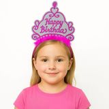 Mey İthalat® Pembe Happy Birthday Prenses Tacı – Doğum Günü Taç Aksesuarı