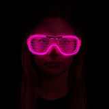 Mey İthalat® Pembe Led Işıklı Parti Gözlüğü - Neon Glow Şerit Gözlük 3 Modlu
