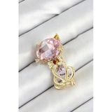 Mey İthalat® Pembe Zirkon Taşlı Kap Detaylı Kedi Figürlü Gold Renk Kadın Broş