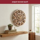 Mey İthalat Pıkas Ahşap Duvar Saati 32 Cm, Sessiz Mekanizma Dekoratif Modern Salon Mutfak Ofis Duvar Saati