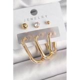 Mey İthalat® Pirinç Gold Renk Halka Model Zirkon Taş Topçuk Detay Kadın Küpe Seti