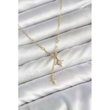 Mey İthalat® Pirinç Gold Renk Zirkon Taşlı Minimal Sallantılı Kutup Yıldızı Model Kadın Kolye