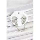 Mey İthalat® Pirinç Gümüş Renk Yılan Model Zincir Bağlantılı Ear Cuff Küpe Seti