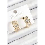 Mey İthalat® Pirinç Zirkon Taşlı Damla Figürlü Halka Model Gold Renk Kadın Küpe