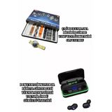 Mey İthalat® Powerbank Bluetooth Kulaklık Ve Akıllı Saat 7 Kordonlu Metal Kordon Plastik Kordon