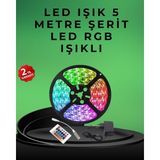 Mey Ithalat® Pratik Kurulumlu 5 Metre Kumandalı Şerit LED - Renkli