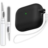 Mey İthalat Pro 3.nesil Uyumlu Siyah Premium Silikon Kulaklık Kılıfı, Kulaklık Ipi ve 3'ü 1 Arada Bluetooth Kulaklık Temizleme Kalemi Seti (Siyah)