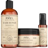 Mey İthalat Pxel Onarıcı Saç Bakım Seti – Şampuan, Maske ve Argan Serum | Kuru, Mat ve Yıpranmış Saçlar Için | 400ML + 300ML + 75ML
