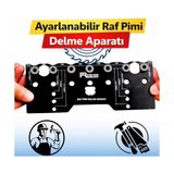 Mey İthalat Raf Pimi Delme Aparatı, Ayarlanabilir Delme Şablonu, Çift Taraflı Kullanım, 32 mm Aralıklı Delik, Ahşap Mobilya Uyumlu, Metal Gövde, Hassas Hizalama - Çok Renkli