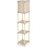 Mey İthalat Raflı Lambader 22X24X137 cm – Doğal Ahşap 3 Katlı Depolama, Sıcak Işık, Modern Minimal Tasarım, Kolay Montaj