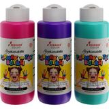 Mey İthalat Red Rose Mor, Fuşya, Turkuaz Parmak Boyası 3'lü Set 3X120 ml