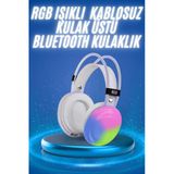 Mey İthalat® Rgb Işıklı Yüksek Ses Kaliteli Kablosuz Kulak Üstü Bluetooth Kulaklık
